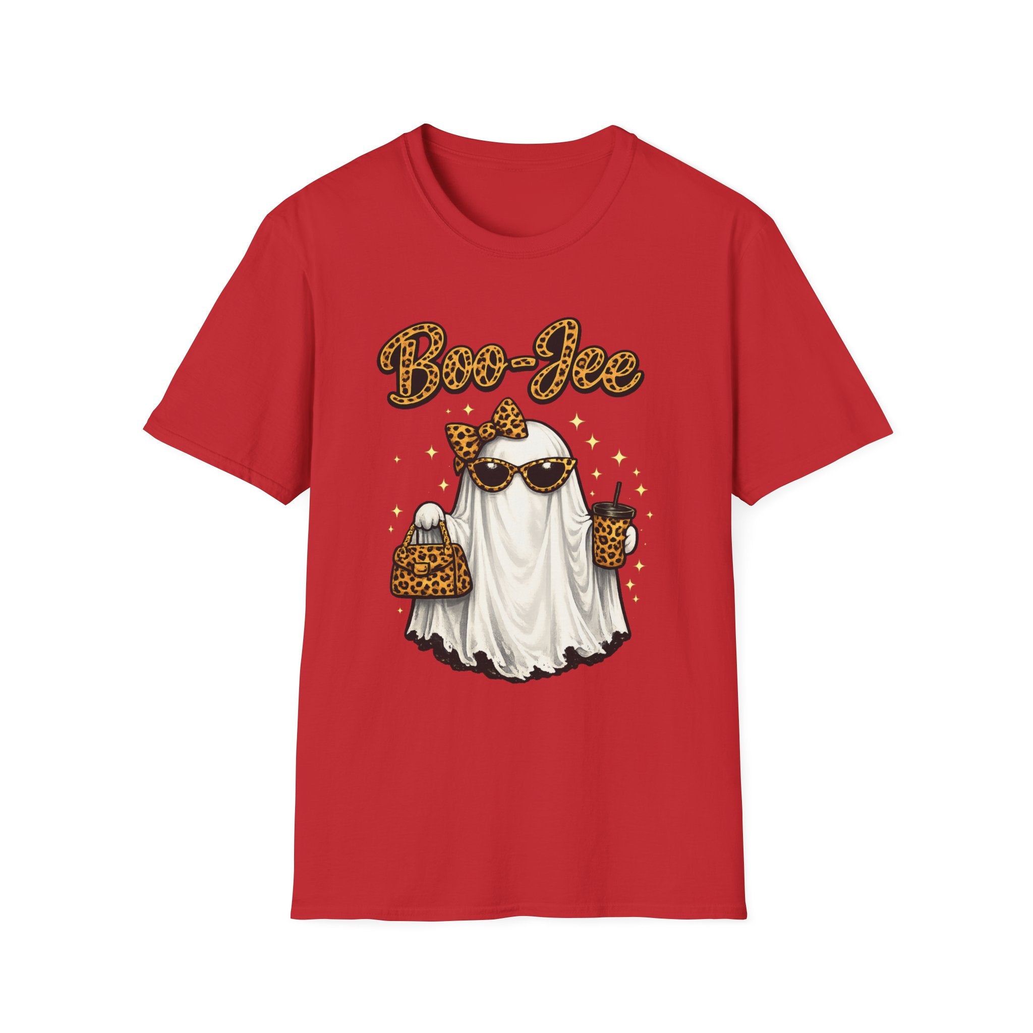 Boo-Jee Ghost Tee — Leopard Print Glam Halloween T-Shirt
