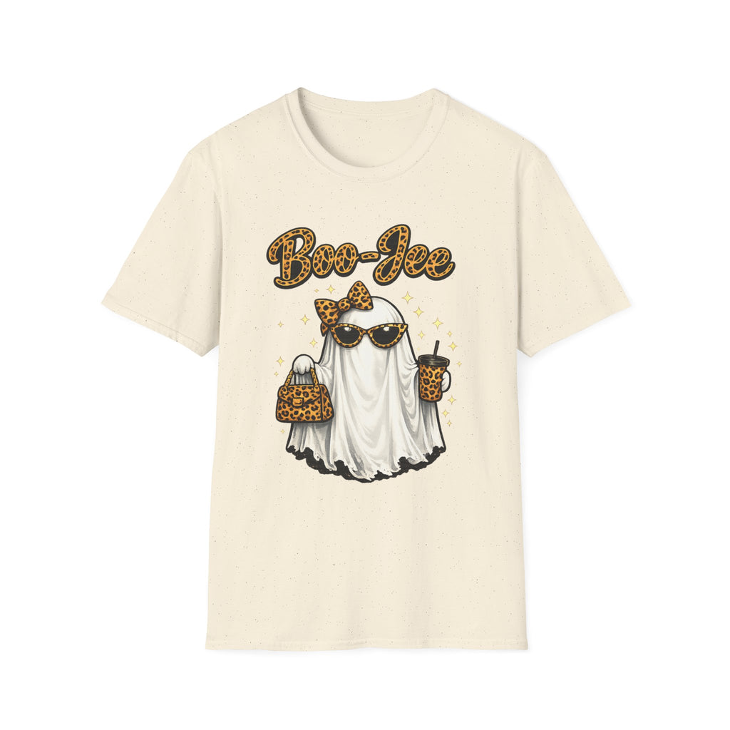 Boo-Jee Ghost Tee — Leopard Print Glam Halloween T-Shirt