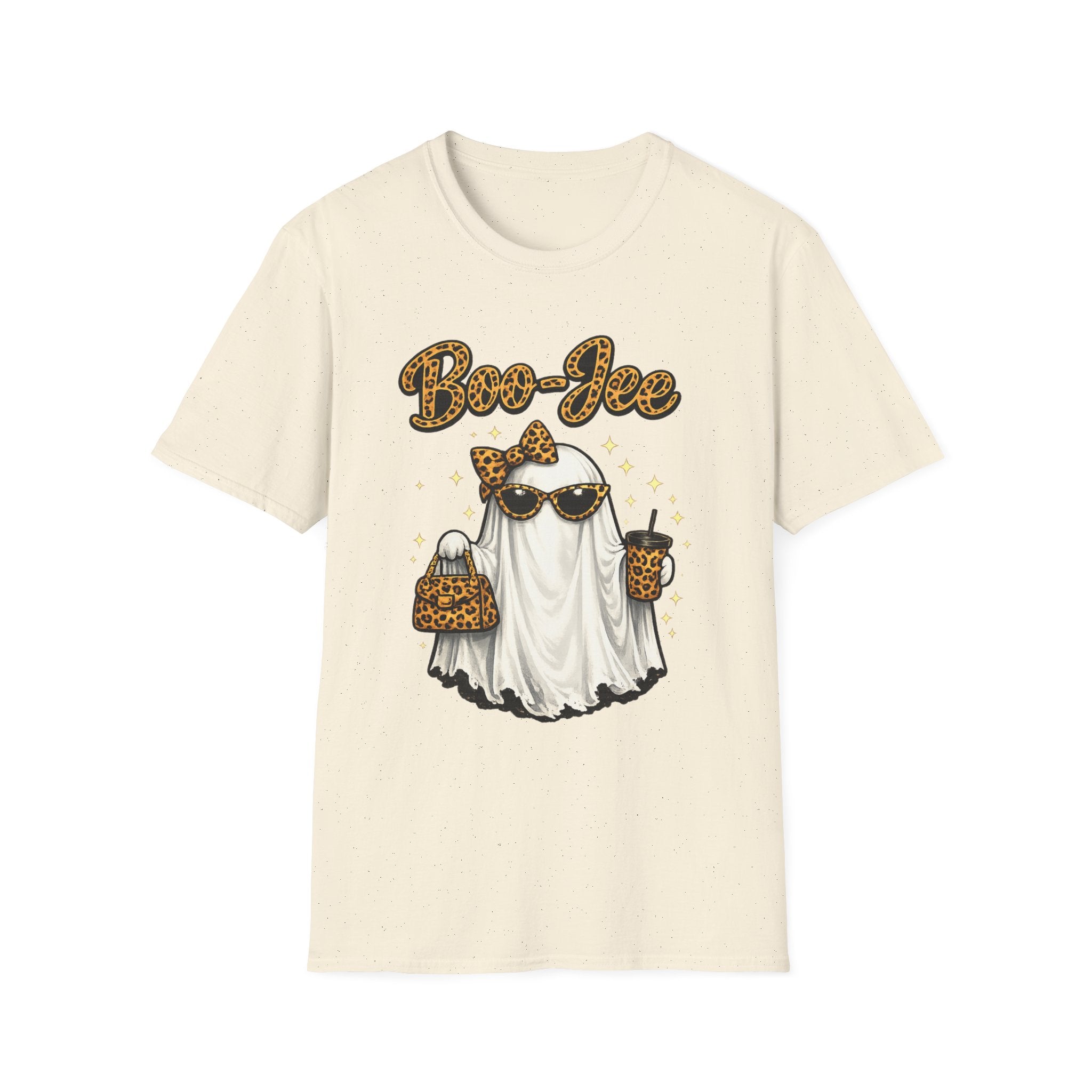 Boo-Jee Ghost Tee — Leopard Print Glam Halloween T-Shirt