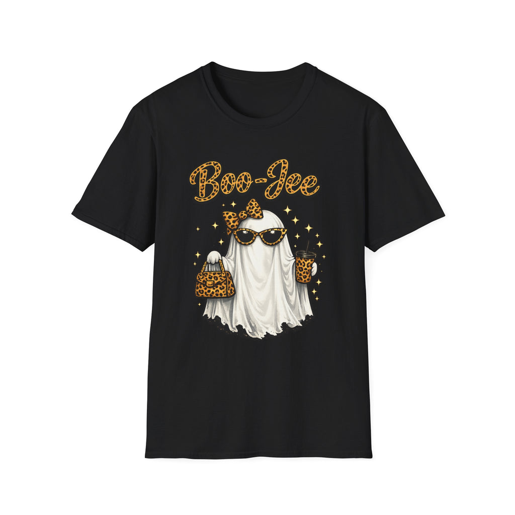 Boo-Jee Ghost Tee — Leopard Print Glam Halloween T-Shirt