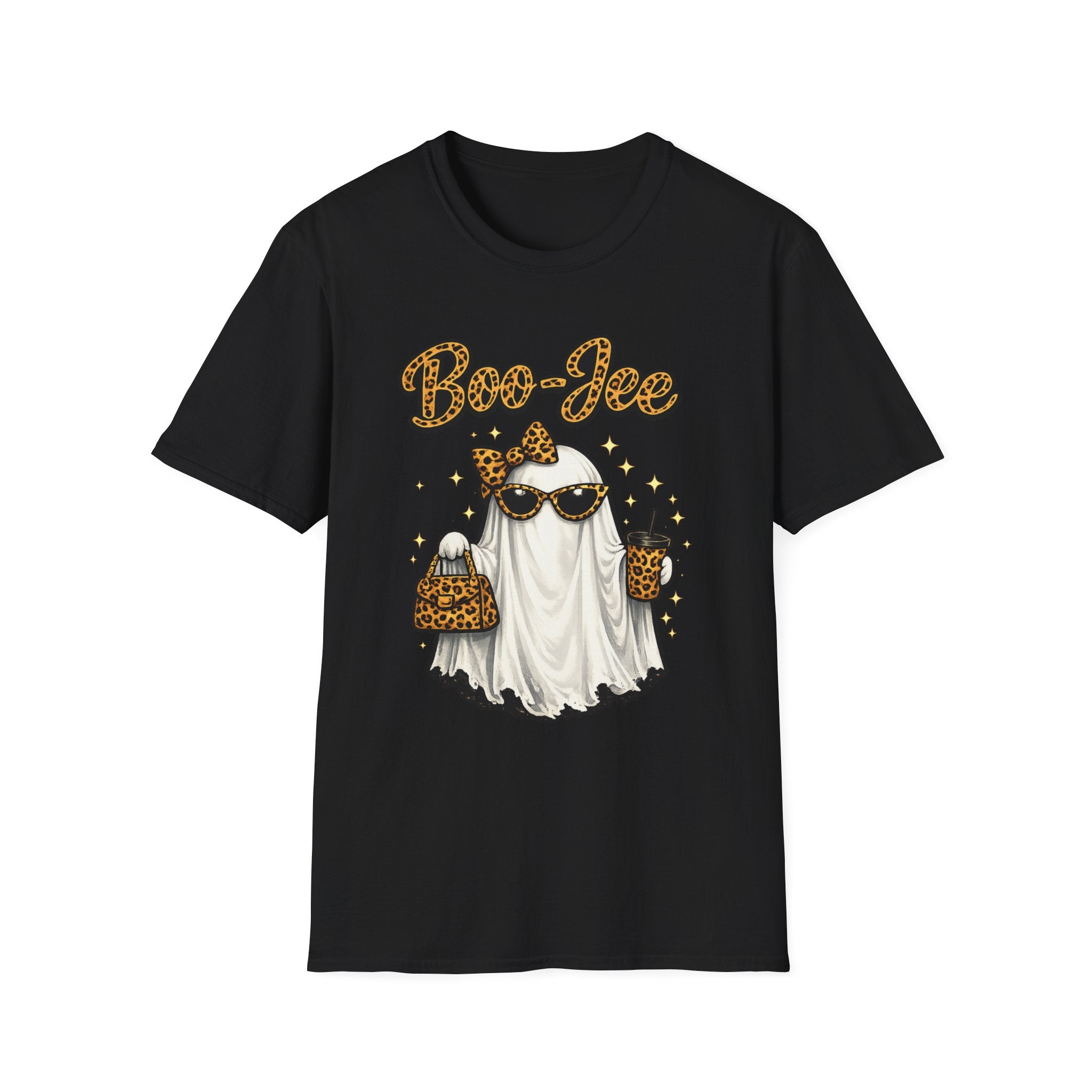 Boo-Jee Ghost Tee — Leopard Print Glam Halloween T-Shirt