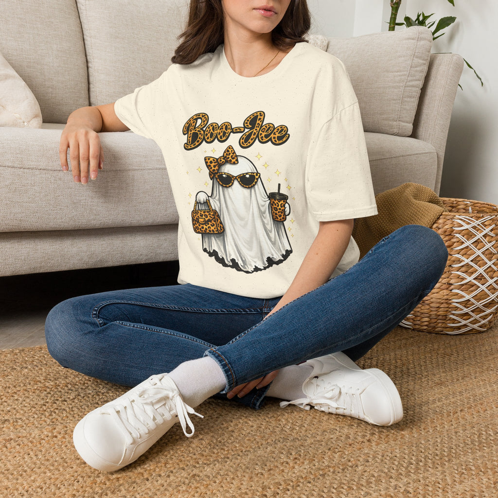 Boo-Jee Ghost Tee — Leopard Print Glam Halloween T-Shirt