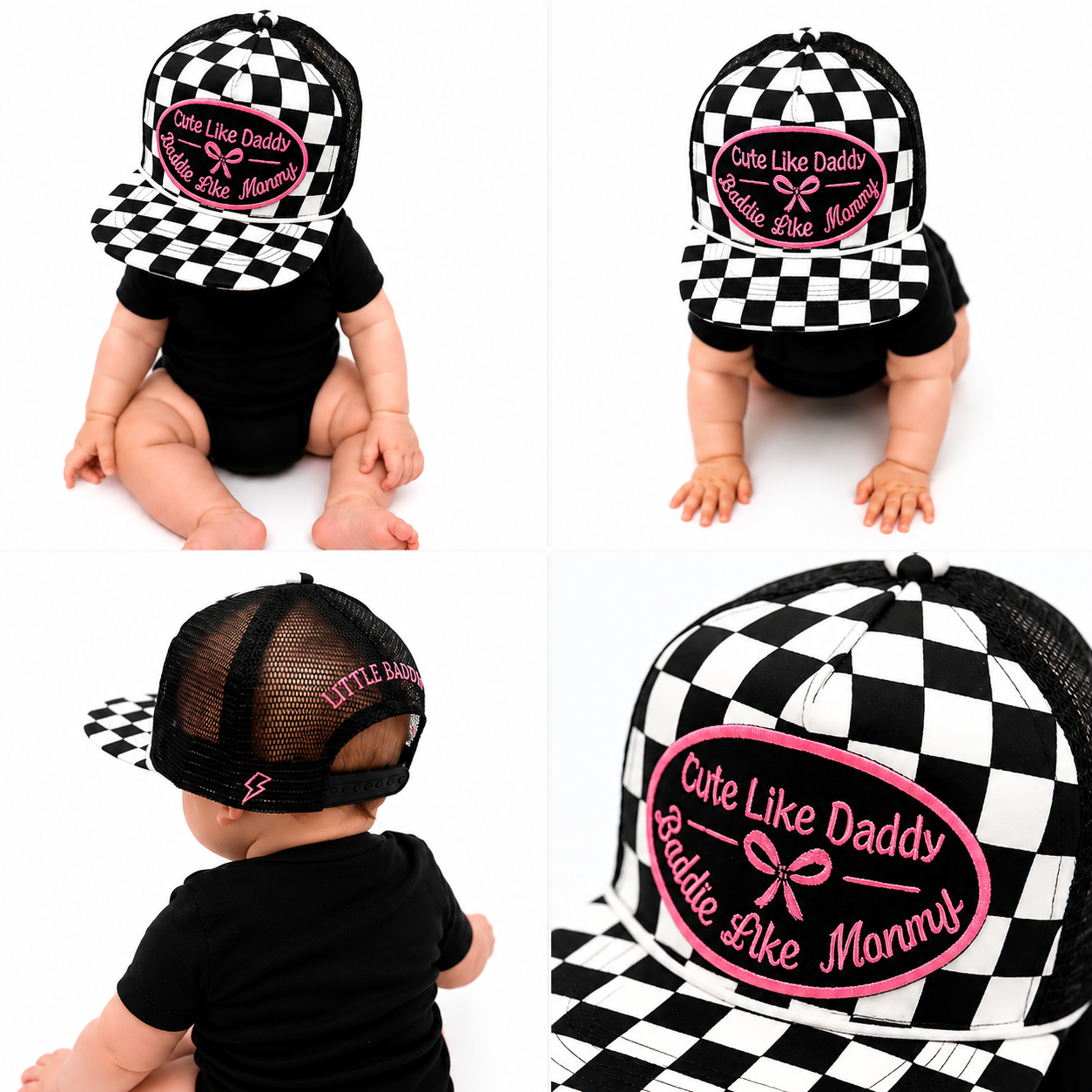 Cute Like Daddy, Baddie Like Mommy Checkered Trucker Hat