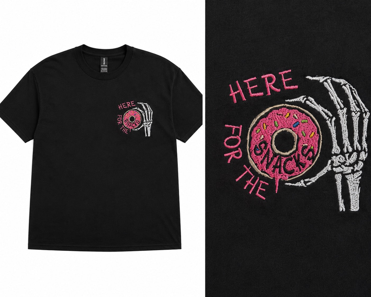 Here For The Snacks Embroidered Tee 🍩🖤