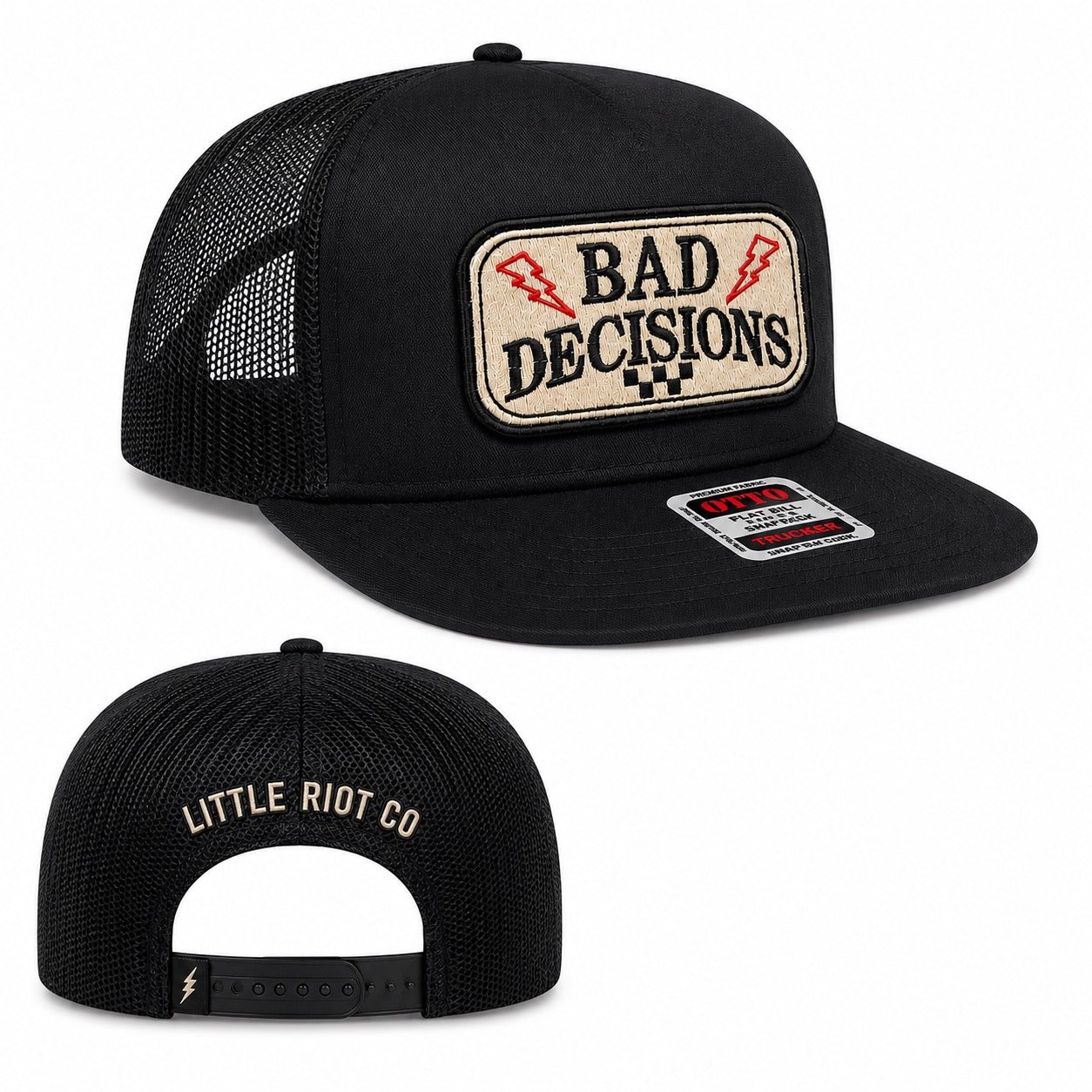 Bad Decisions Trucker Hat – Black 🖤⚡️