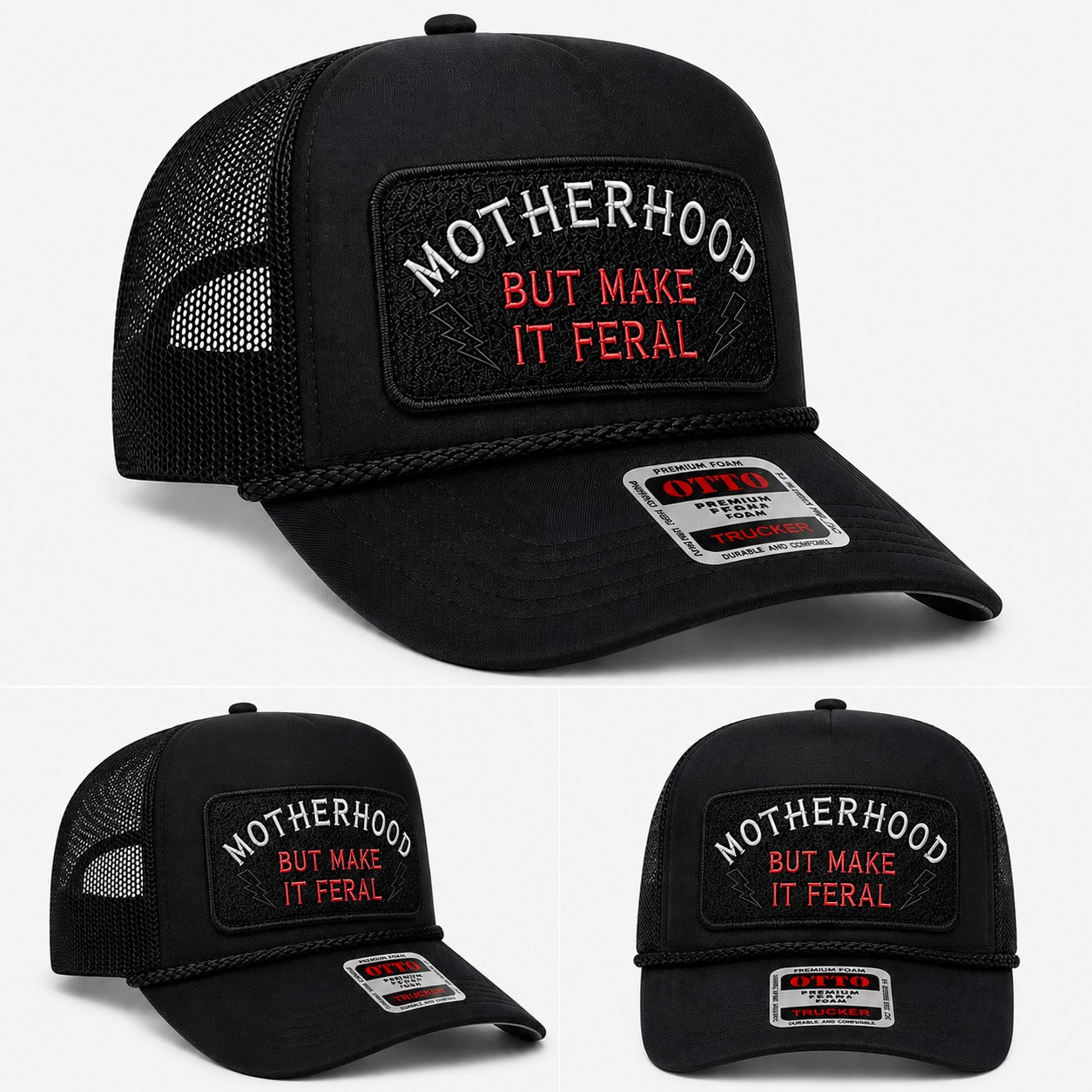 🖤⚡ Motherhood, But Make It Feral Trucker Hat ⚡🖤